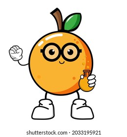 Ilustración vectorial de un lindo personaje de fruta naranja feliz diseño vector de mascota. Ekspree naranja