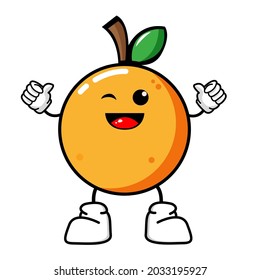 Vector illustration of a happy orange cute fruit character mascot vector design. Cute orange ekspresion