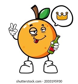Vector illustration of a happy orange cute fruit character mascot vector design. Cute orange ekspresion