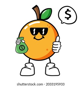Vector illustration of a happy orange cute fruit character mascot vector design. Cute orange ekspresion