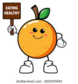 Vector illustration of a happy orange cute fruit character mascot vector design. Cute orange ekspresion