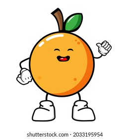 Ilustración vectorial de un lindo personaje de fruta naranja feliz diseño vector de mascota. Ekspree naranja