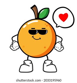 Ilustración vectorial de un lindo personaje de fruta naranja feliz diseño vector de mascota. Ekspree naranja
