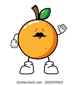 Vector illustration of a happy orange cute fruit character mascot vector design. Cute orange ekspresion