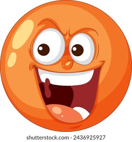 Vector illustration of a happy orange fruit