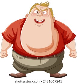 Ilustración vectorial de un hombre feliz y con sobrepeso