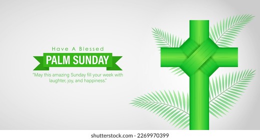Vector illustration of Happy Palm Sunday wishes greeting banner