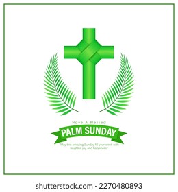 Vector illustration of Happy Palm Sunday wishes greeting banner