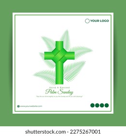 Vector illustration of Happy Palm Sunday social media story feed mockup template