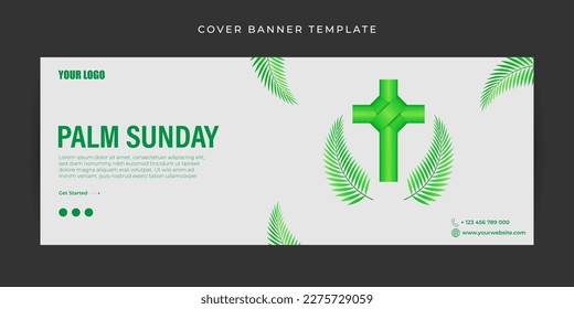 Vector illustration of Happy Palm Sunday Facebook cover banner mockup Template
