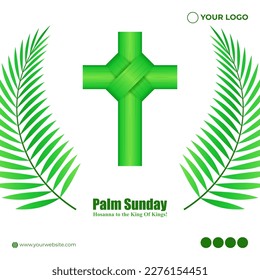 Vector illustration of Happy Palm Sunday social media story feed mockup template