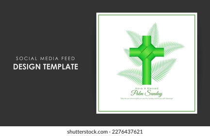 Vector illustration of Happy Palm Sunday social media story feed mockup template