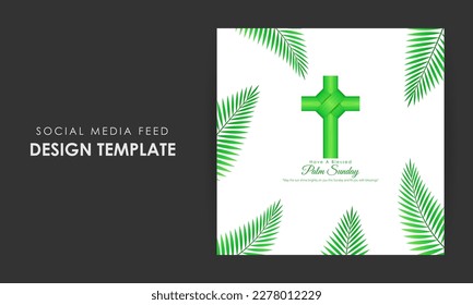 Vector illustration of Happy Palm Sunday social media story feed mockup template