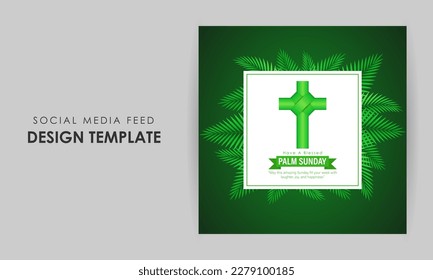 Vector illustration of Happy Palm Sunday social media story feed mockup template