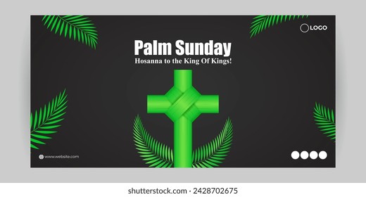 Vector illustration of Happy Palm Sunday social media feed template