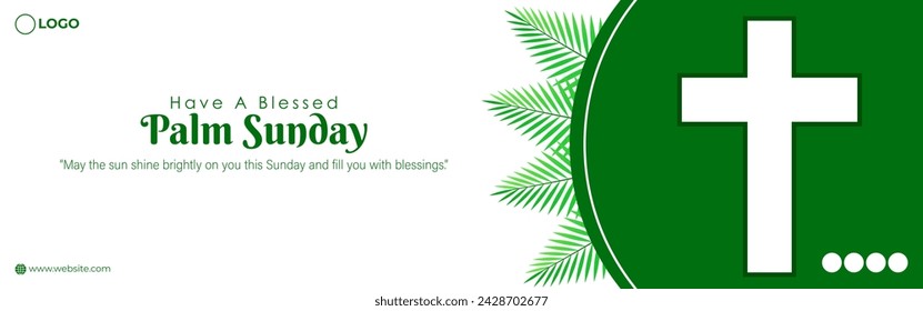 Vector illustration of Happy Palm Sunday social media feed template