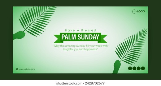 Vector illustration of Happy Palm Sunday social media feed template