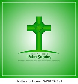 Vector illustration of Happy Palm Sunday social media feed template