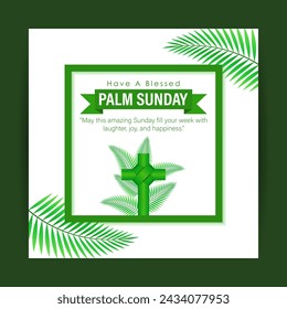 Vector illustration of Happy Palm Sunday social media feed template