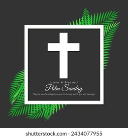 Vector illustration of Happy Palm Sunday social media feed template