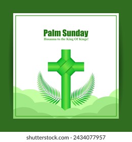 Vector illustration of Happy Palm Sunday social media feed template