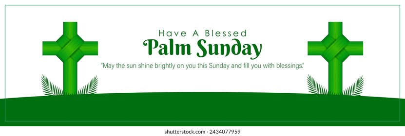 Vector illustration of Happy Palm Sunday social media feed template