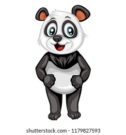 Vector Illustration of a Happy Panda. Cute Cartoon Panda Isolated on a White Background. Happy Animals Set