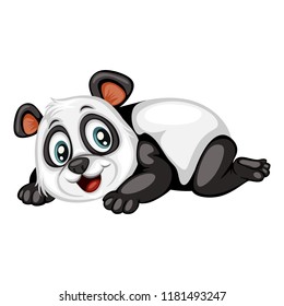 Vector Illustration of a Happy Panda. Cute Cartoon Panda Lying Isolated on a White Background. Happy Animals Set