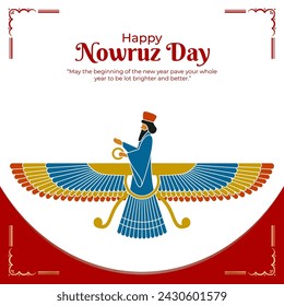 Vector illustration of Happy Parsi New Year social media feed template