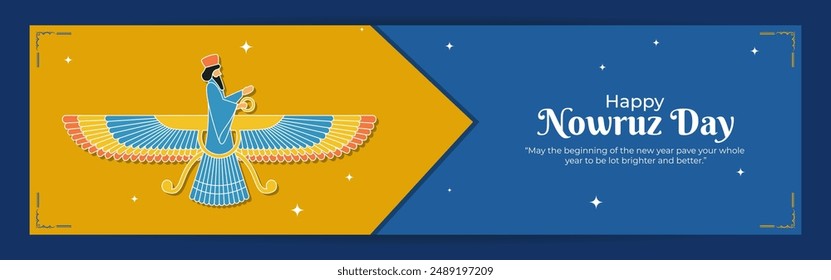 Vector illustration of Happy Parsi New Year social media feed template