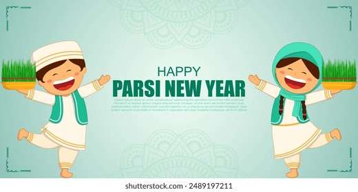 Vector illustration of Happy Parsi New Year social media feed template