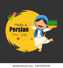 Vector illustration of Happy Parsi New Year social media feed template