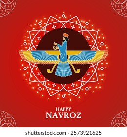 Vector illustration of Happy Parsi New Year social media template