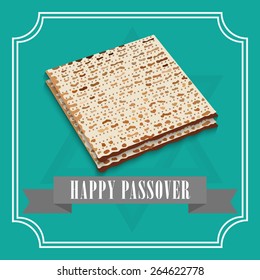 Vector illustration for Happy Passover with a ribbon in green background.