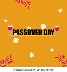 Vector illustration of Happy Passover social media feed template