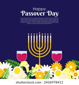 Vector illustration of Happy Passover social media feed template