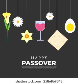 Vector illustration of Happy Passover social media template