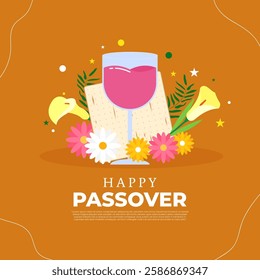 Vector illustration of Happy Passover social media template