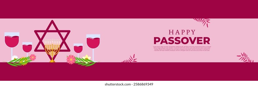 Vector illustration of Happy Passover social media template