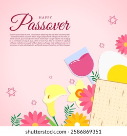 Vector illustration of Happy Passover social media template