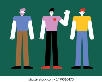 Vector illustration of happy people with flat, simple and minimalist style