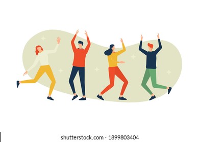 Vector illustration, happy peoples concept, celebration, friendship day