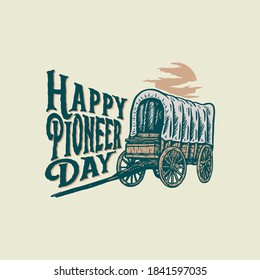 Vector illustration of Happy Pioneers Day, hand drawn line style with digital color