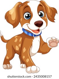Vector illustration of a happy, playful puppy
