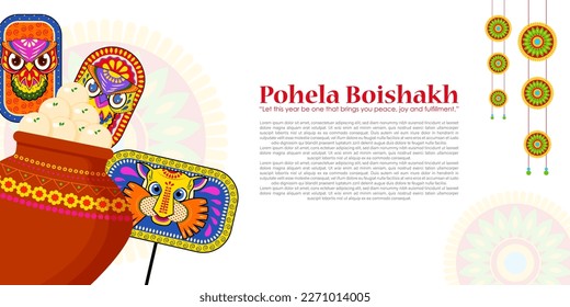 Vector illustration of Happy Pohela Boishakh Bengali New Year wishes greeting banner