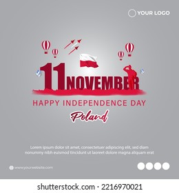 Vector illustration of happy Poland independence day banner