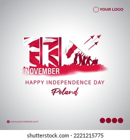 Vector illustration of happy Poland independence day banner