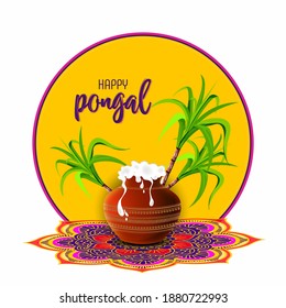 Vector Illustration of Happy Pongal background Template Design.