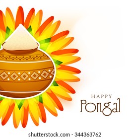 Vector illustration of Happy Pongal greeting card.