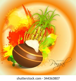 Vector illustration of Happy Pongal greeting card.